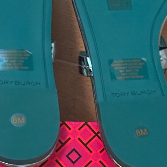 Tory Burch Miller Mirrored Metallic Teal Sandal - Picture 4 of 14
